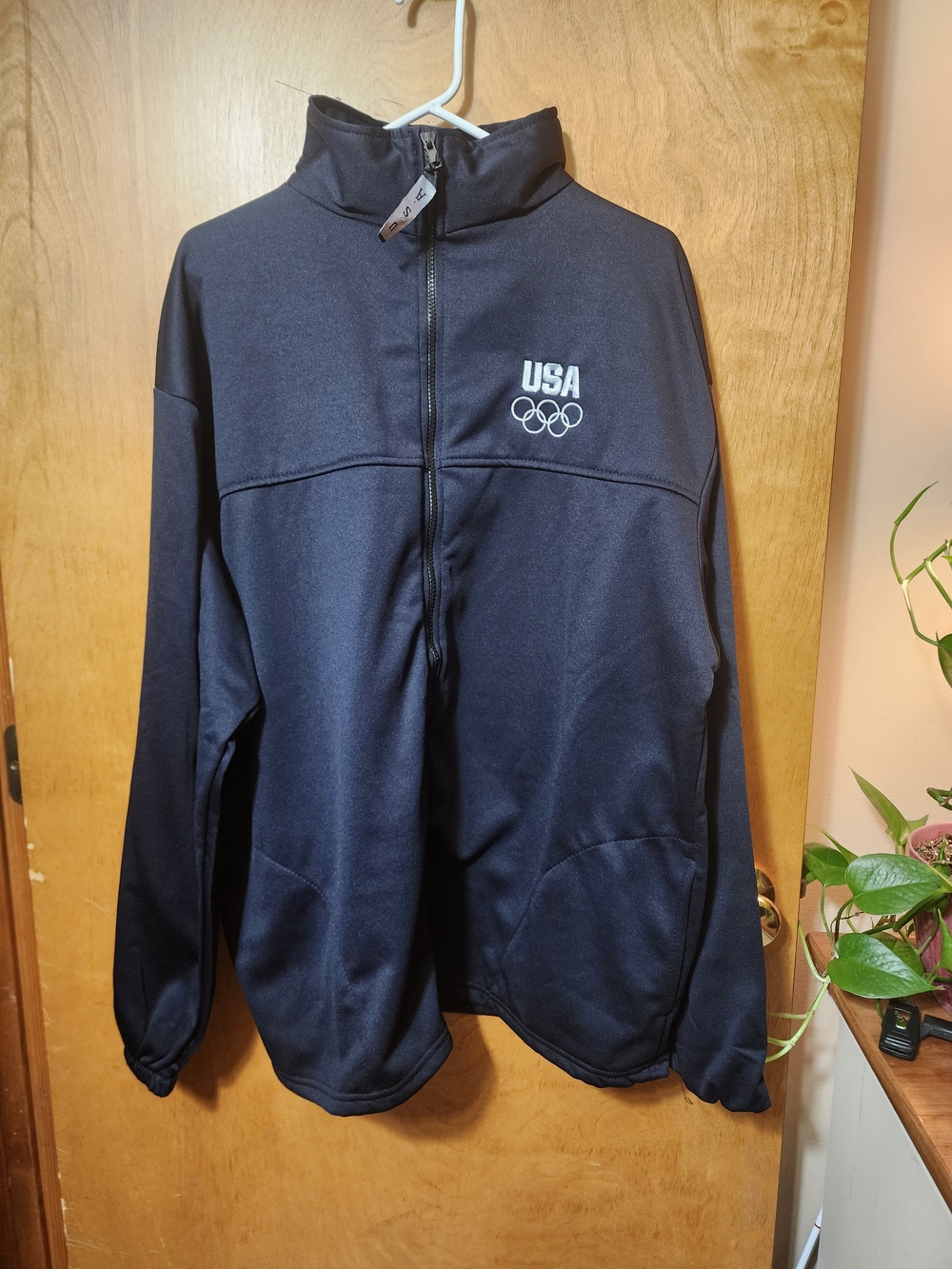 Vtg United States Olympic Committee Track Jacket Navy Blue Full Zip Men's XXL US